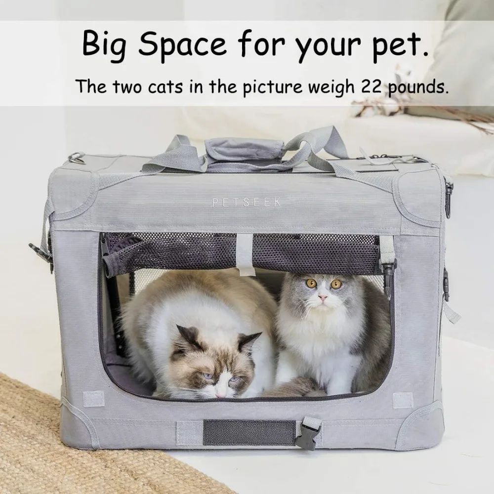 Extra Large Cat Carrier Soft Sided Folding Small Medium Travel Collapsible Ventilated Comfortable Design Cat Carrier