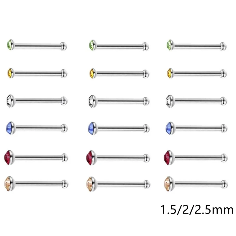S Shape Nose Ring Curve Pack Crystal Straight Nose Ring Set Stud Lot Piercing Nariz Cuff Nase Pircing Clip 12/24/36Pcs