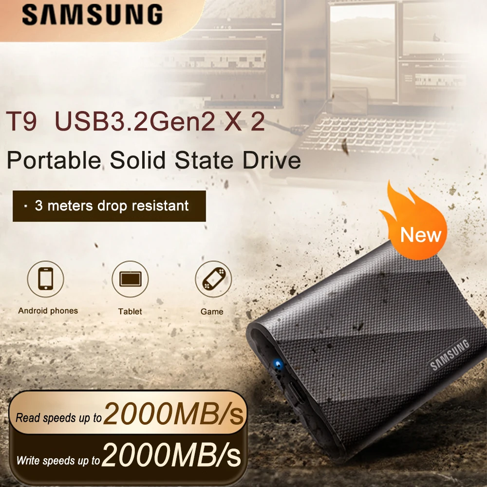 External hard drive Internal solid state drive SAMSUNG Portable SSD T9 1TB 2TB 4TB External SSD NVMe USB 3.2 Gen2X2 Type-C Type-A for Laptop Desktop