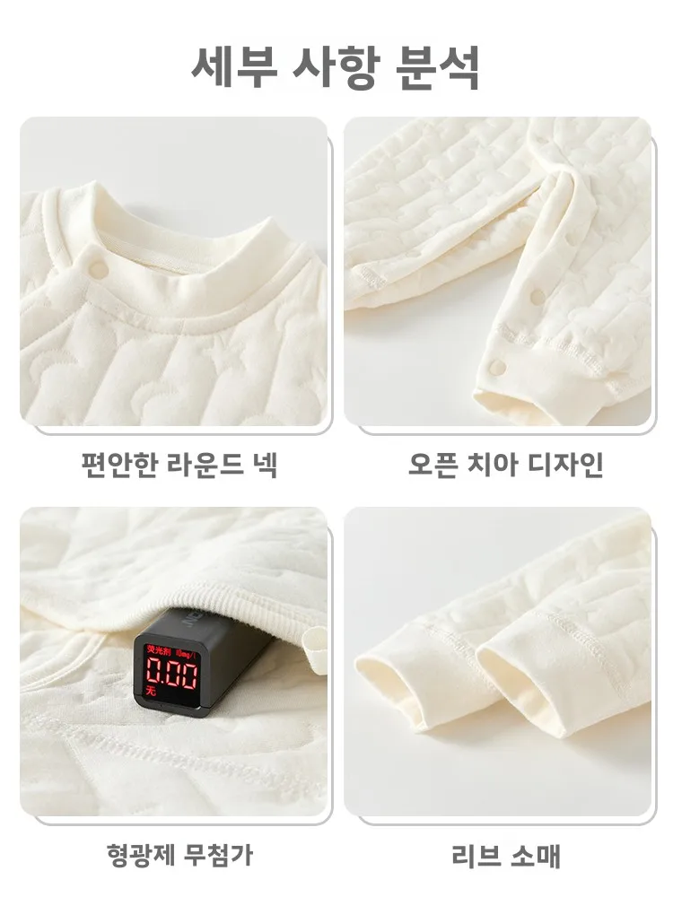 두꺼운 보온 롬퍼 수트 본리스 가을 겨울 봄 옷 베이비그로우 지퍼 클로저 의상 롬퍼