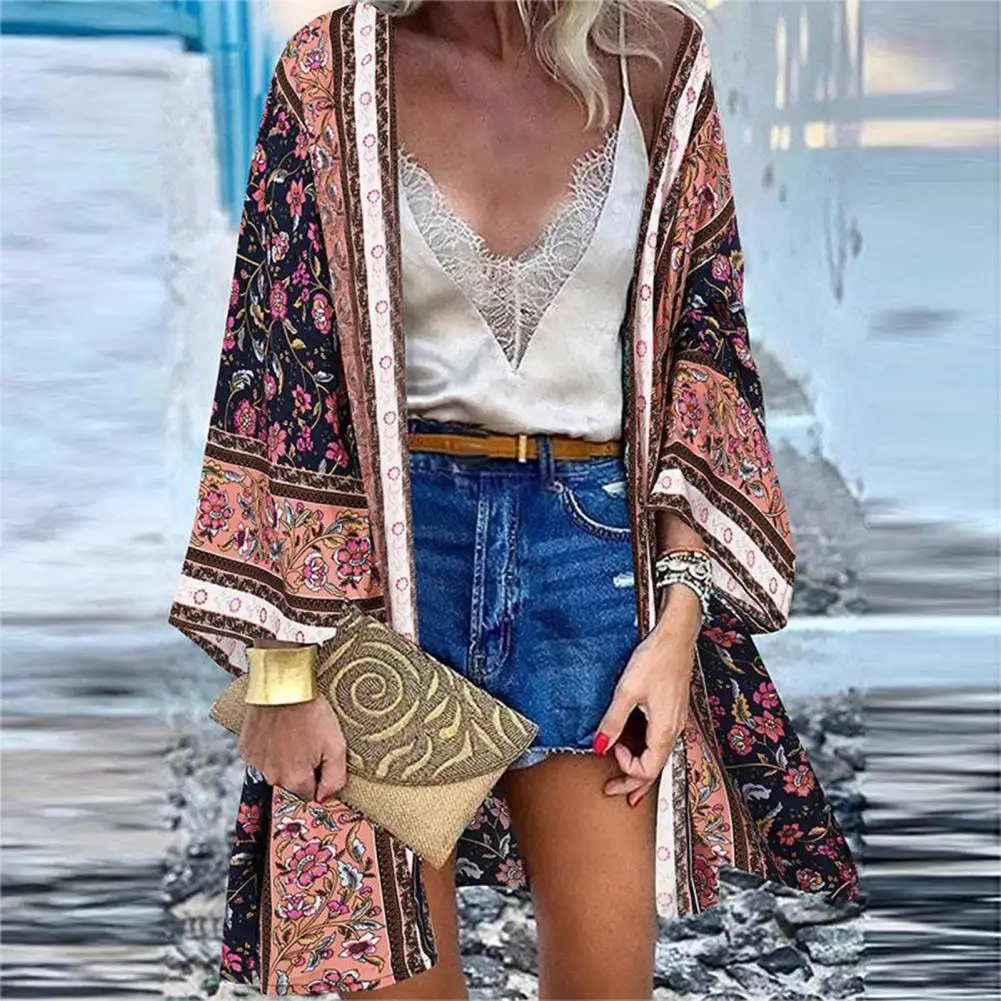 Swimsuit Cover Up Women Long Cardigan Beach Cover Up Loose Bikini Open Front Coat