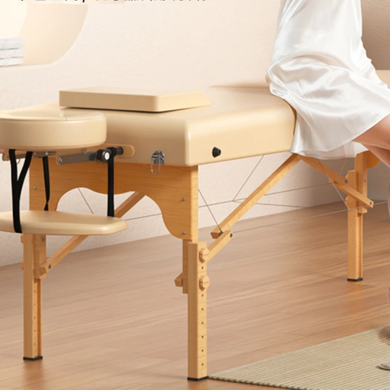 Folding massage  salon, massage therapy, portable home solid wood beauty bed