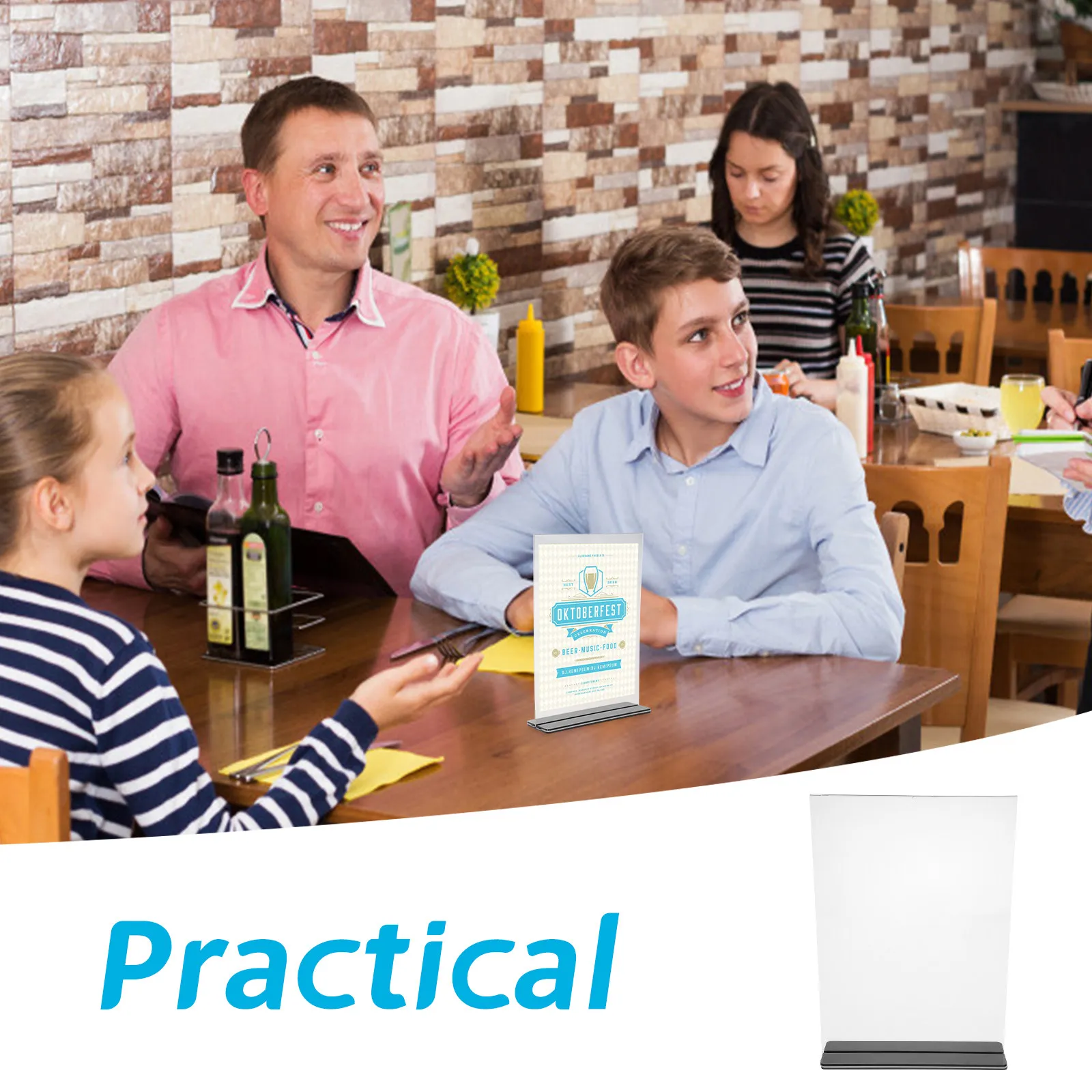 A4 크기 T자형 아크릴 사인 홀더 양면 메뉴 디스플레이 랙 가격표 스탠드 레스토랑 사무실 탁상 디스플레이