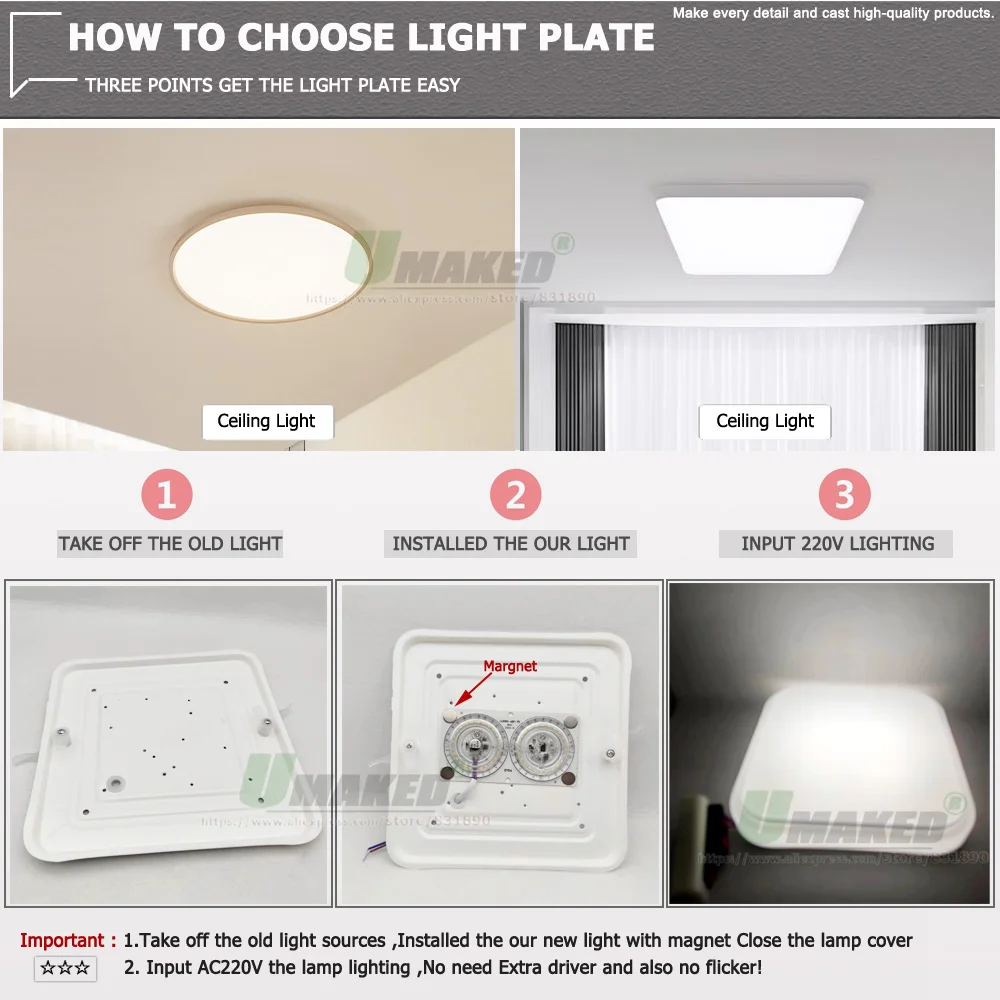 AC220V LED Moudle 12W 18W 24W 36W Aluminum Heatsink Plate Lighting Kits SMD2835 110lm/W For Ceiling Lamps Source Replace DIY 1Pc led light led modules led module