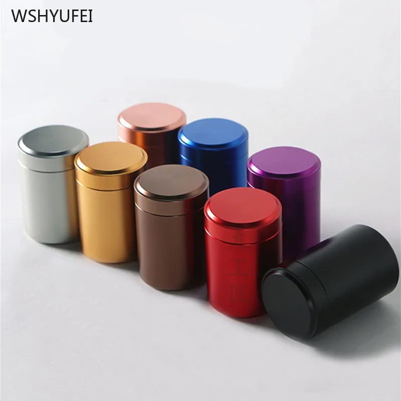 Portable Aluminum Alloy Tea Caddy Tieguanyin Sealed Storage Tank Travel Tea Boxes Tin Containers Coffee Canister Spice Jar tea tin box tea canister airtight container
