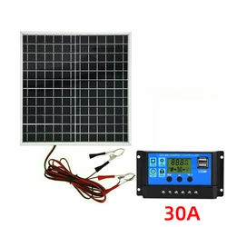 Compact Outdoor Monocrystalline Solar Power Kit with Durable Aluminum Frame and Solar Controller (30A)