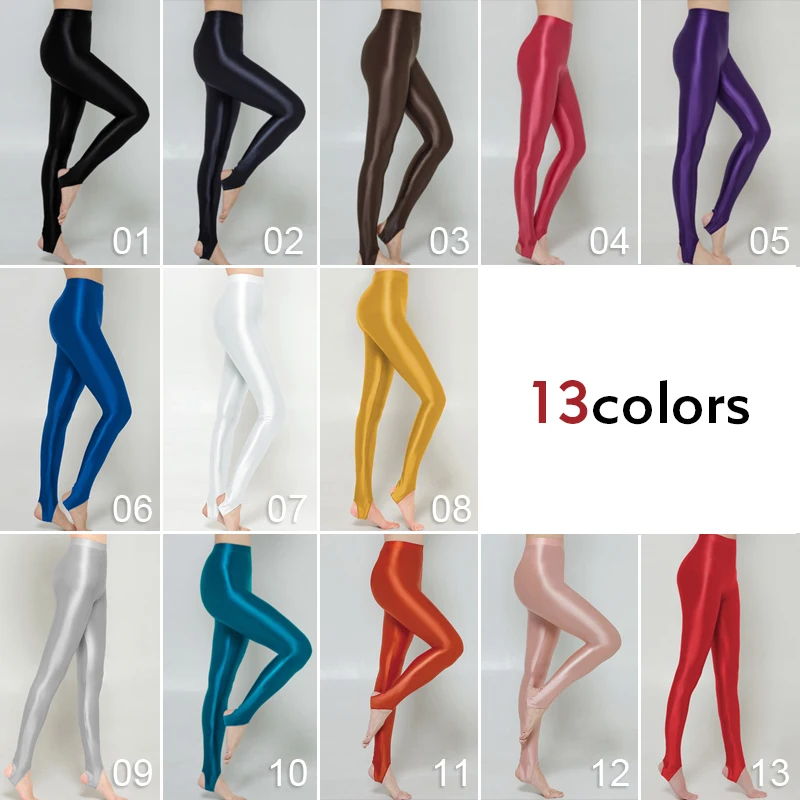 Aislor Lucido Collant Cavallo Aperto Donna Leggins Sportivi Calze Olio Lucidissimi Pantaloni per Yoga Fitness Allenamento Pantacollant Opaco Stockings Nightwear Bianco M