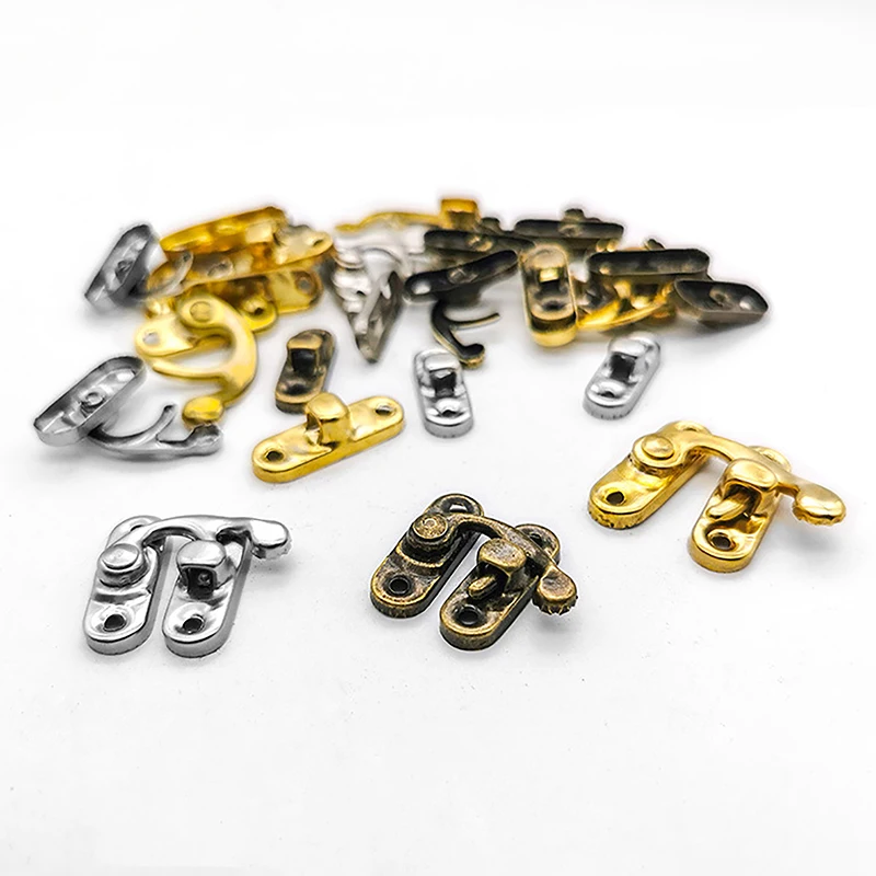 Wooden Box Small Buckle Jewelry Box Buckle Wine Lock Retro Prop Lock Hardware Accessories