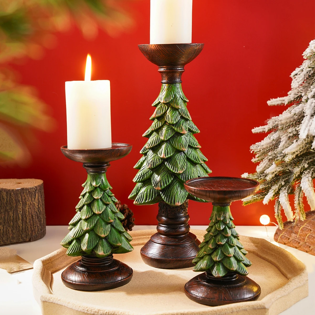 1PC, resin material Christmas home decoration for Christmas tree candlestick decoration