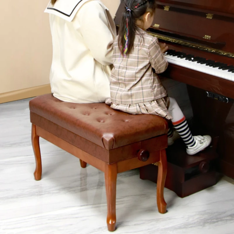 Double piano bench solid wood hydraulic liftable piano bench adult children's electric piano bench chair