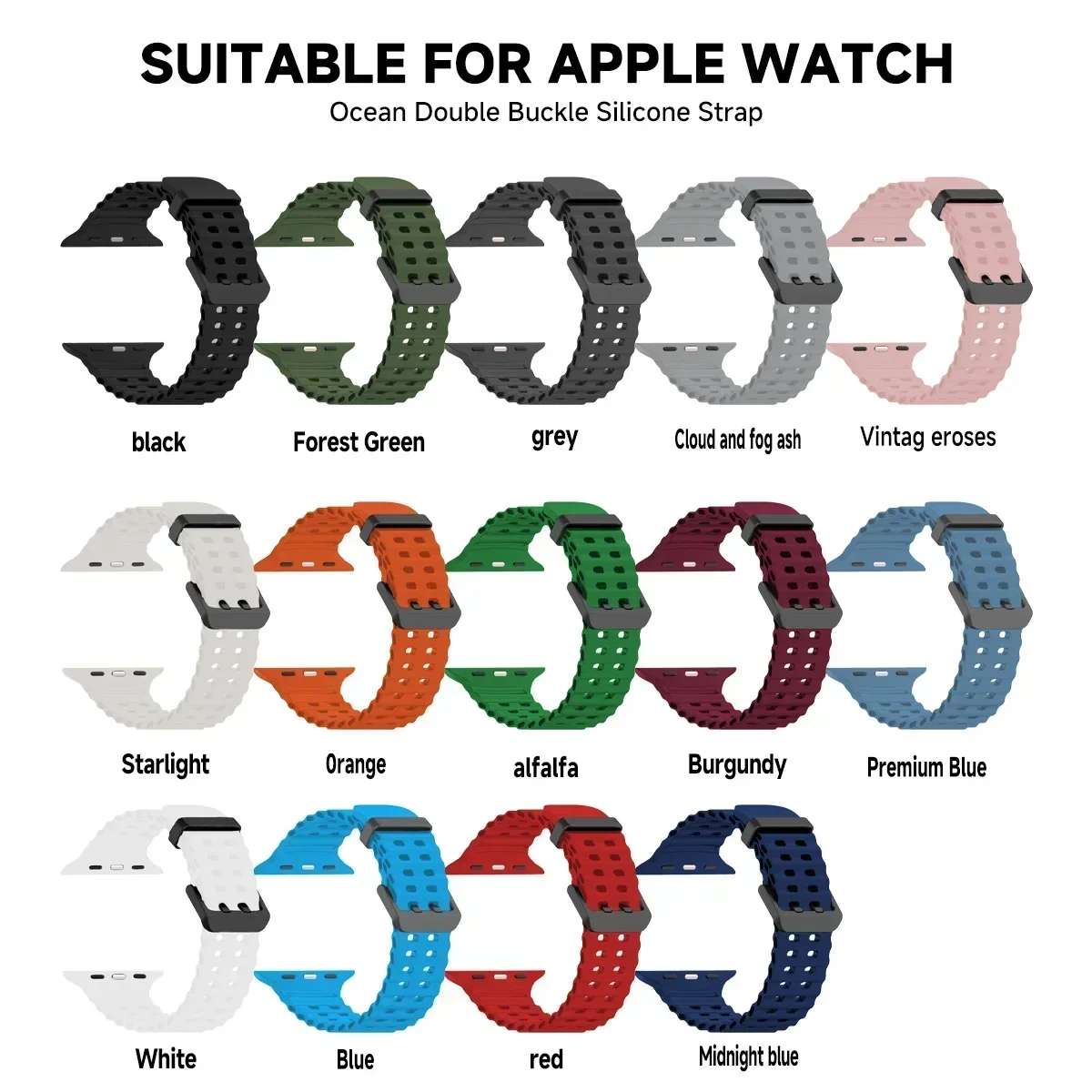 Strap for Apple Watch Ultra 2 49mm 45mm 44mm 42mm 38mm 41mm 40mm Silicone Ocean belt for iWatch series 10 9 8 7 se 5 4 3 Correa