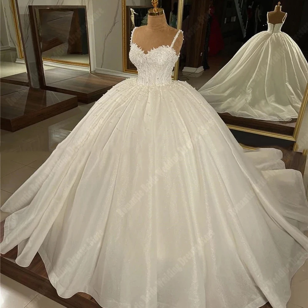 Sexy Women Wedding Dresses Lace Flower Print Bridal Gowns Mopping Lengt Sleeveless Princess Party Fluffy Vestidos De Novias 2025 3