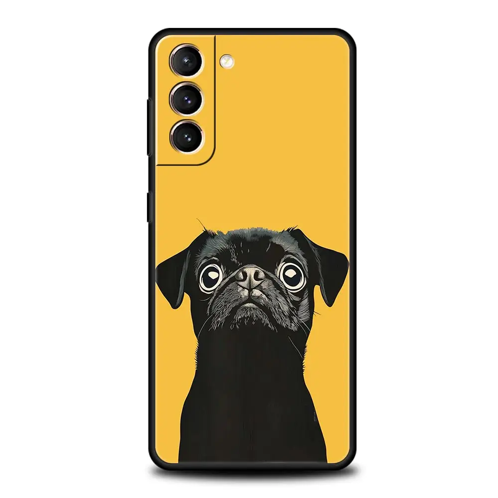 Charming Black Pug Close-Up Soft TPU Phone Case