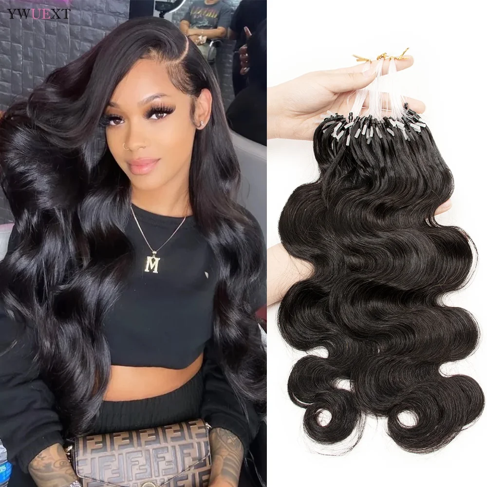 Body Wave Micro Loop Ring Human Hair Extensions 12-26 inches Brazilian Remy Micro Link Hair 50pcs For Black Women Fashion