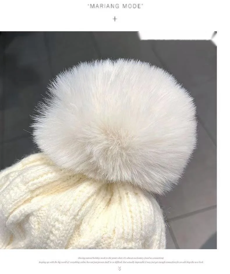 Gebreide muts voor dames winter warm en dik effen kleur_voghion.com