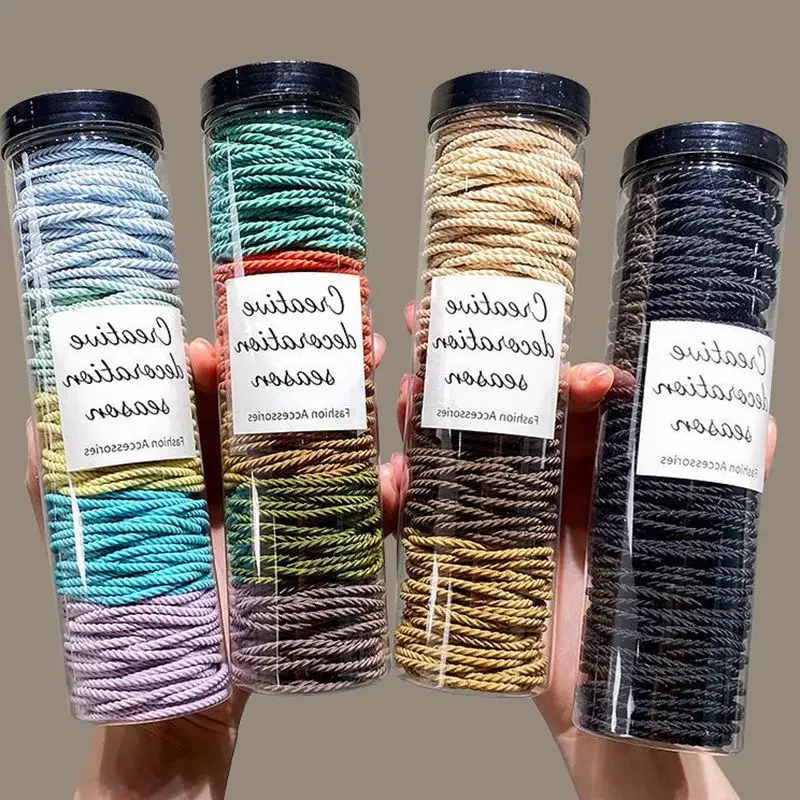 100pcs Solid Color Elastic Hair Bands & Scrunchies 1