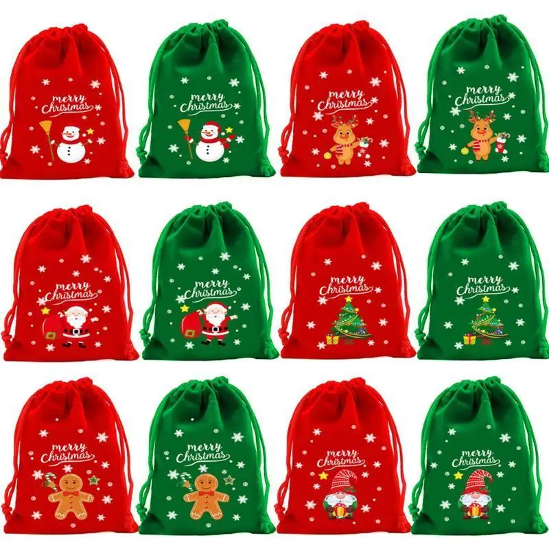 Christmas Velvet Bag Christmas Gift Bag Christmas Candy Bag Christmas Creative Large Drawstring Candy Bag Gift Packaging Bag