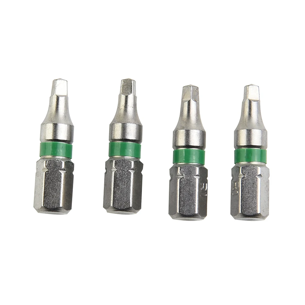 

4 Pcs SQ1 SQ2 25mm Screwdriver Bits Magnetic Square Head 6.35mm Hex Shank Spanner Screwdriver Bit For Power Tools