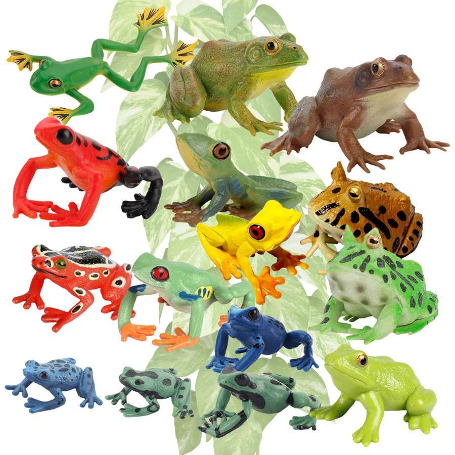 Realistic Wild Amphibian Action Figures Treefrog Bullfrog Toadfrog