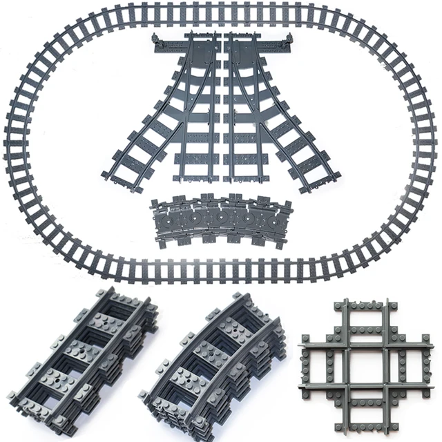 2022 NEW City Trains Flexible Cross Tracks Straight Curved Soft Rails Switch Building Block Models Railways Creative Bricks Toys 1