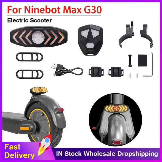 Luz trasera intermitente con bocina para patinete eléctrico, luz recargable  por USB para Ninebot Max G30, con intermitentes y Control remoto -  AliExpress