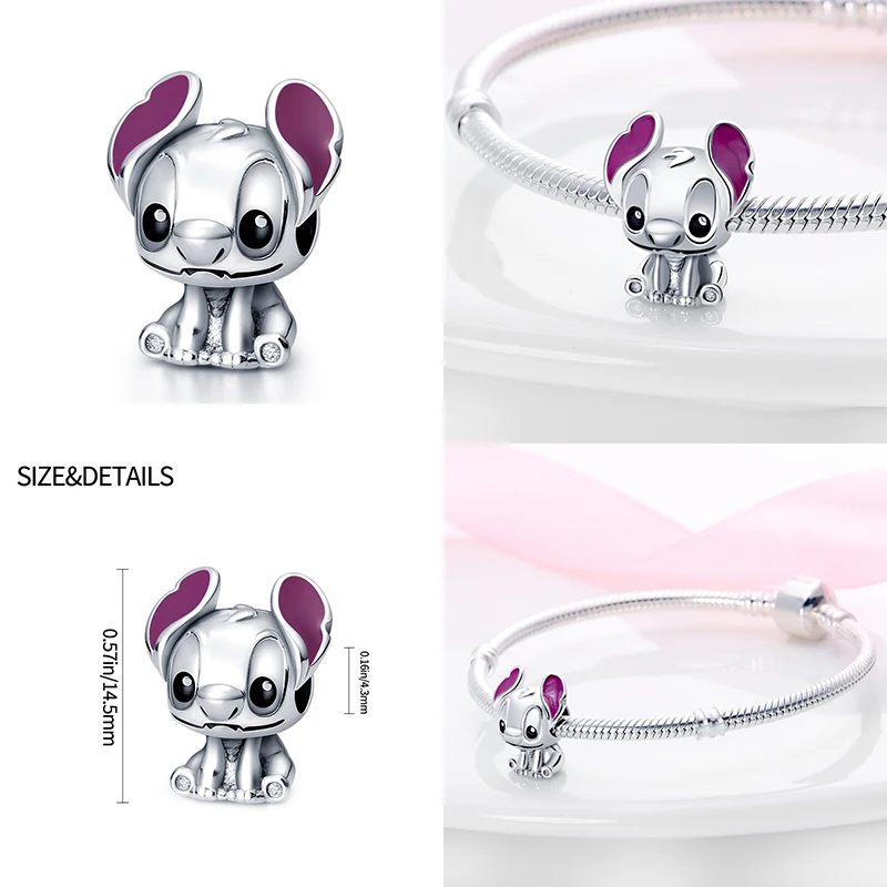 Charm Bead Disney Brand Animal Pets Fits Pandora Bracelet Women 925 Silver Princess Series Pendant Jewelry Gift