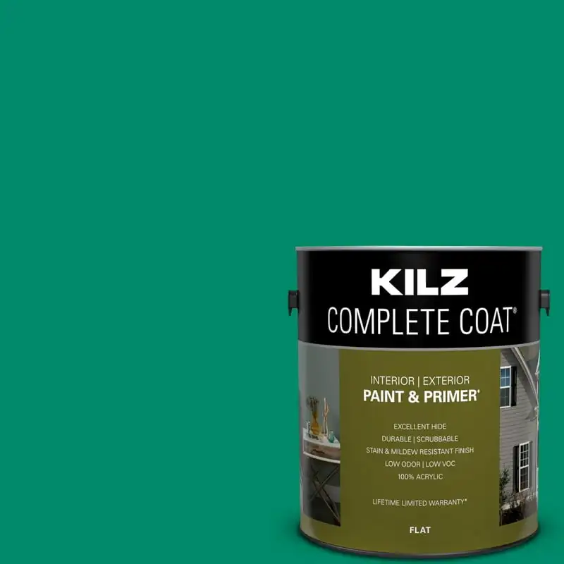

Coat Paint & Primer, Interior/Exterior, Flat, Of Green, 1 Gallon