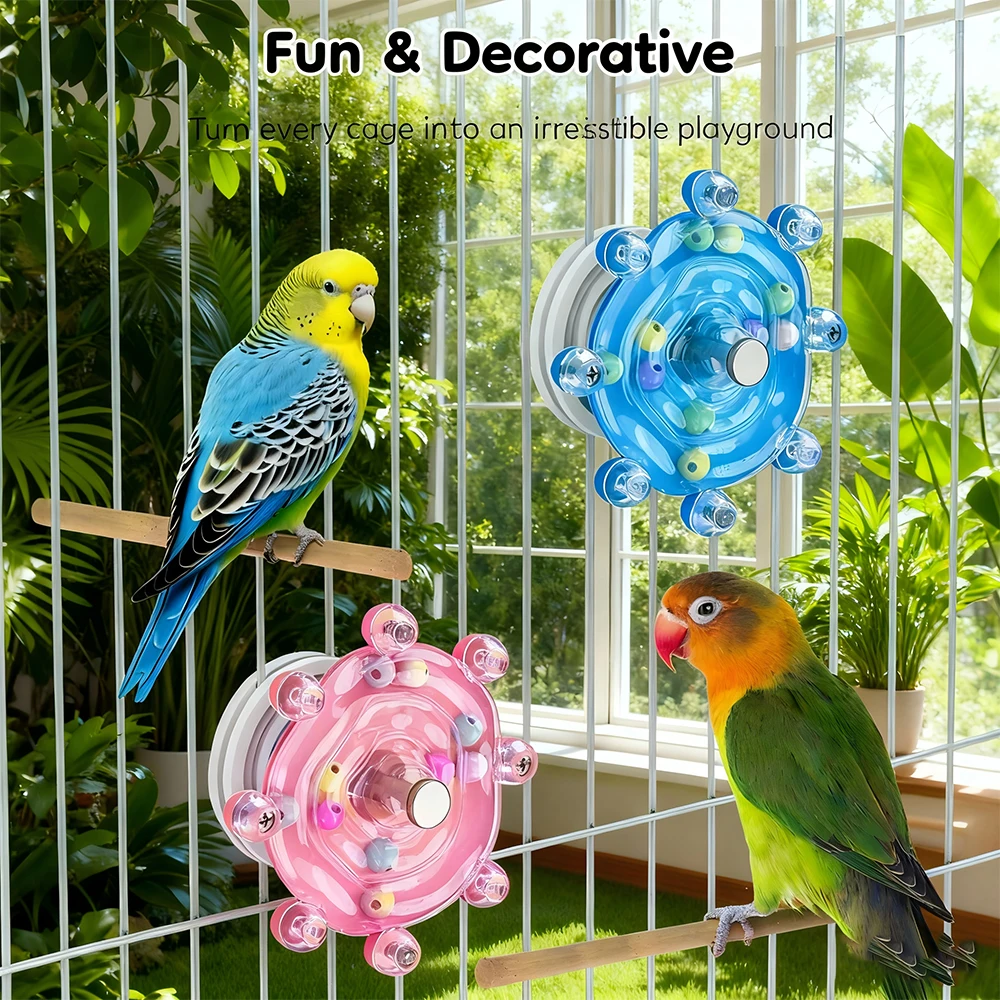 Interactive Spinning Bird Cage Toy with Rattle