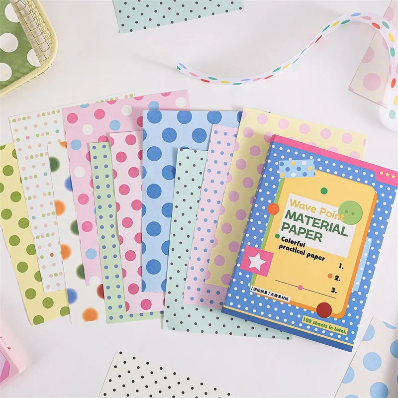 Charming Starry Polka Dot Double-Sided Craft Paper Set (100 Sheets)