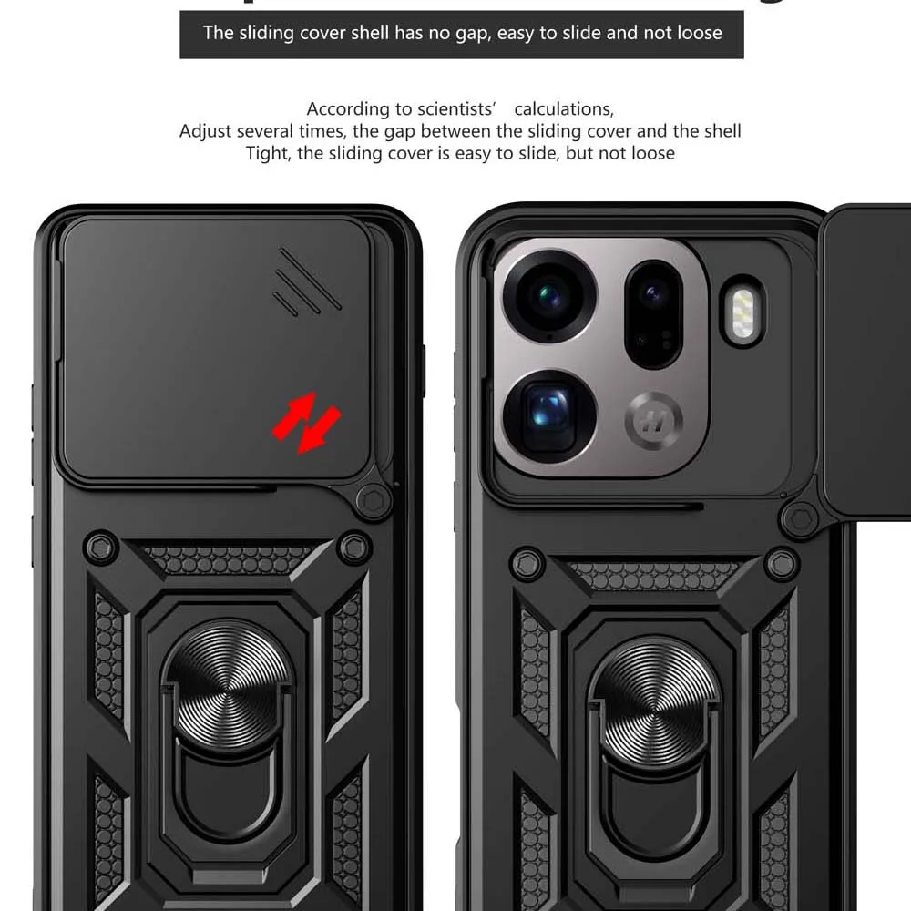 OPPO Premium Shockproof Case with Magnetic Ring Holder & Sliding Camera Cover