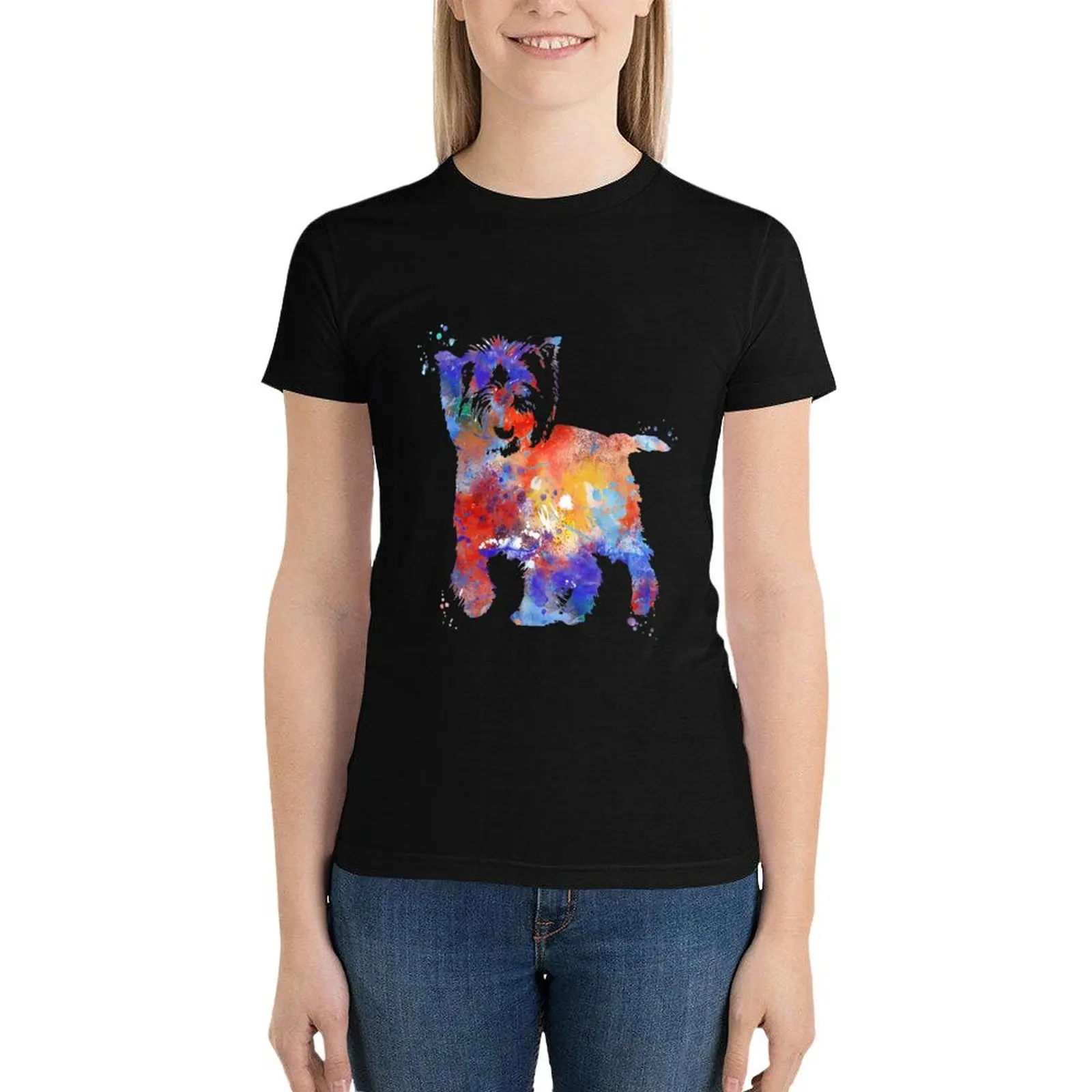 Cairn Terrier, watercolor Cairn Terrier T-Shirt hippie clothes summer top vintage clothes tops Women
