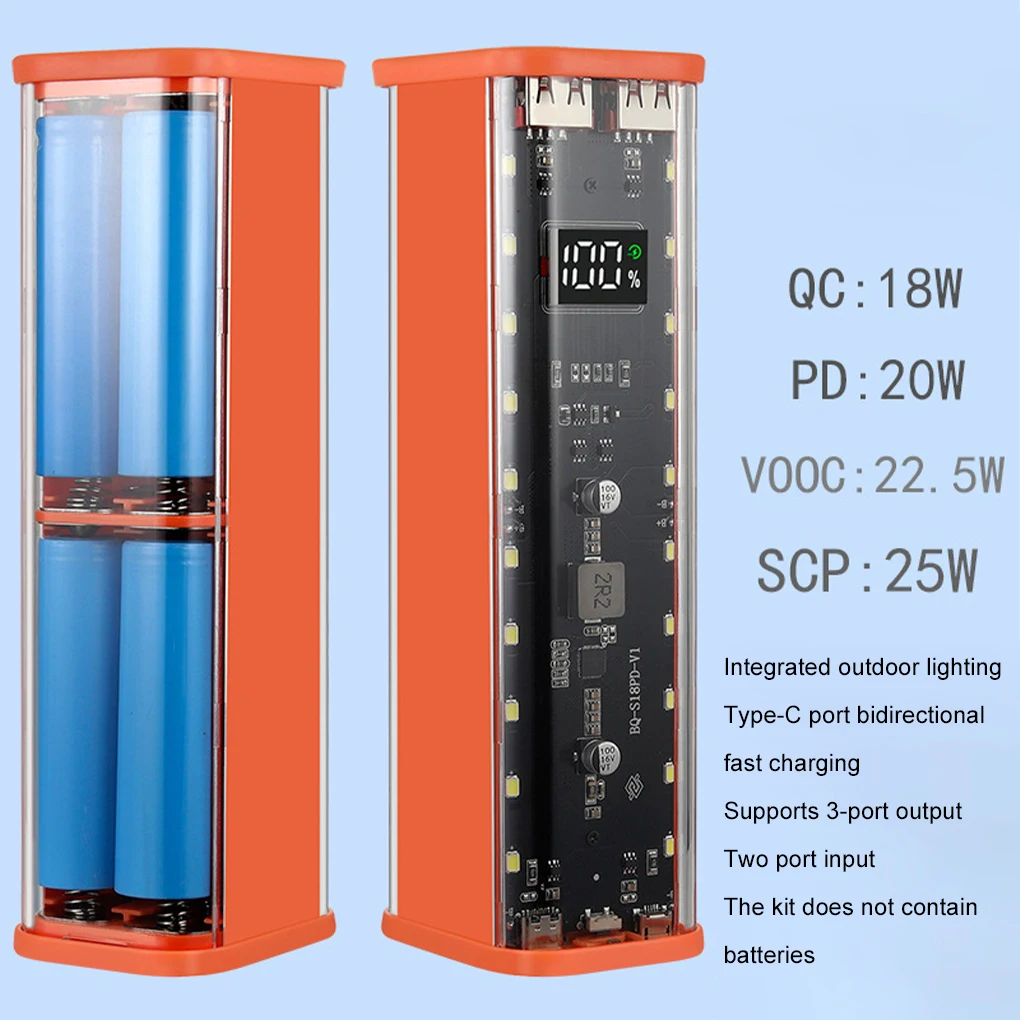 8 Slots 18650 DIY Power Bank Case Fast Charging Power Bank Case large Capacity Digital Display Battery Storage For Xiaomi Huawei