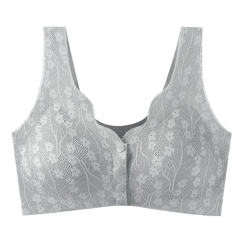 thumbnail image 1 of Sujetadores para mujer, sujetador sexy con botones en la parte delantera, sujetador transpirable sin costuras para mujer, tops cortos sin aros de acero, ropa interior de encaje para mujer, 1 of 5