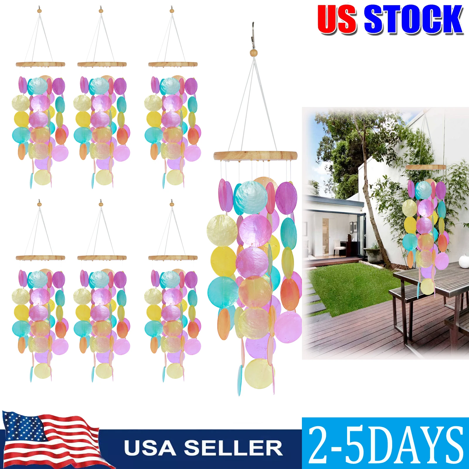 6/1PCS Rainbow Shell Wind Chimes,Room Dream Catchers,Outdoor Hanging Windchimes Garden Patio Yard Lawn Home Decor