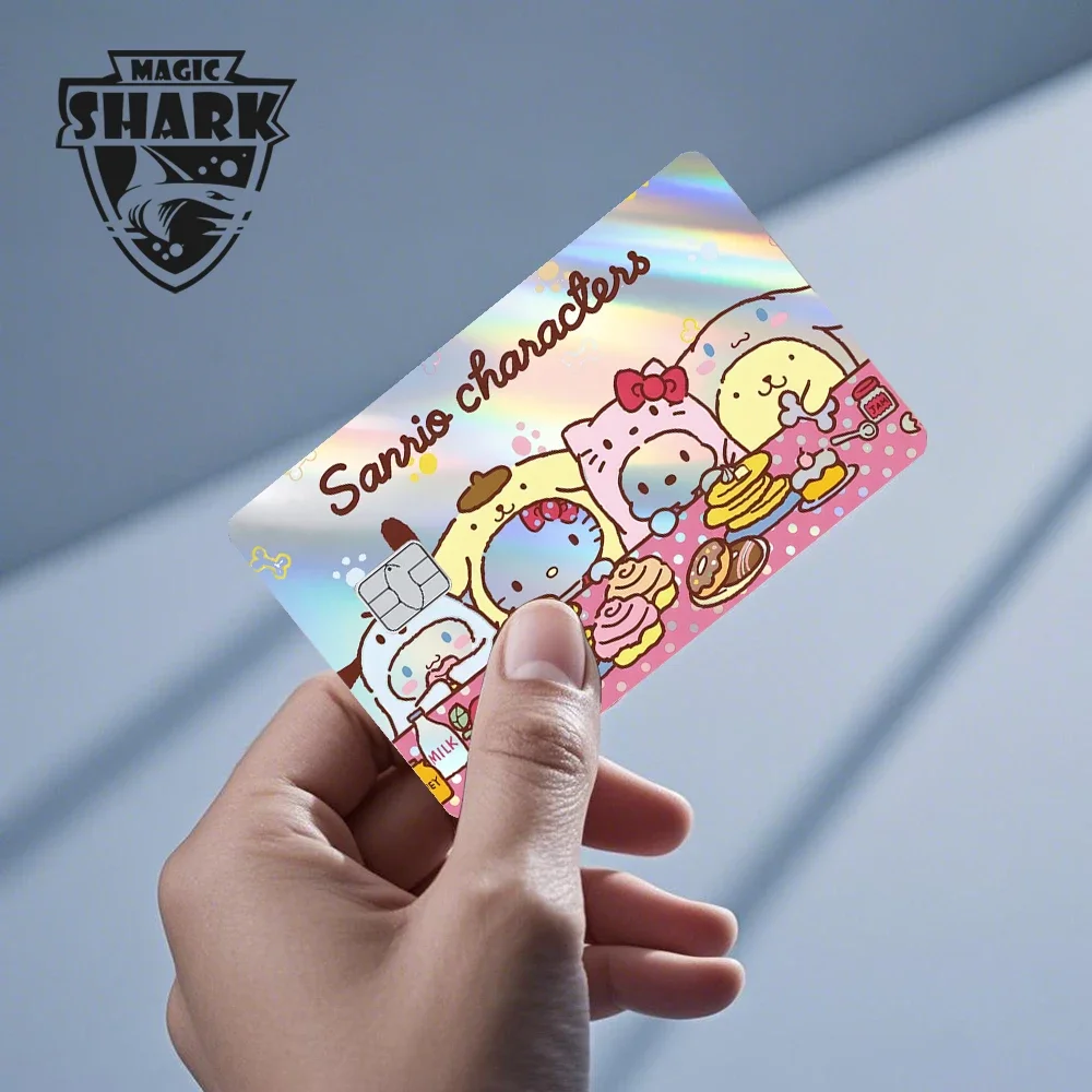 Hello Kitty Kuromi Holographic Laser Shinny Film Skin Cover Sticker for Debit Credit Card Bank Card
