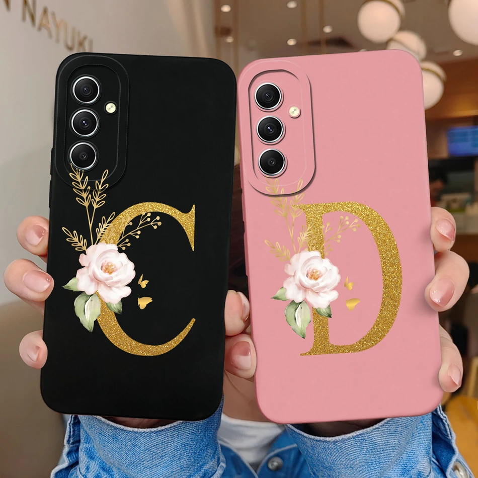 Custodia Per Telefono Per Samsung Galaxy A34 A33 A32 Elegante Cover Posteriore In Silicone Liquido Morbido Con Lettera Rosa Per Samsung A 34 33 32 She