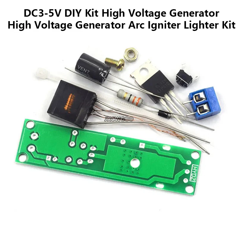 ชุดอุปกรณ์สร้างแรงดันไฟฟ้าอาร์ค DC3-5V สำหรับทำเครื่องจุดไฟ DIY ชุดอุปกรณ์อิเล็กทรอนิกส์สำหรับจุดไฟแบบ DIY คุณภาพสูง 1