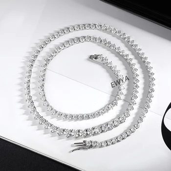 3 Claw 0.4CT 4.5mm Gradient Full D Color Moissanite Diamond Tennis Necklace for Women 925 Silver GRA Certified Neck Chain 2