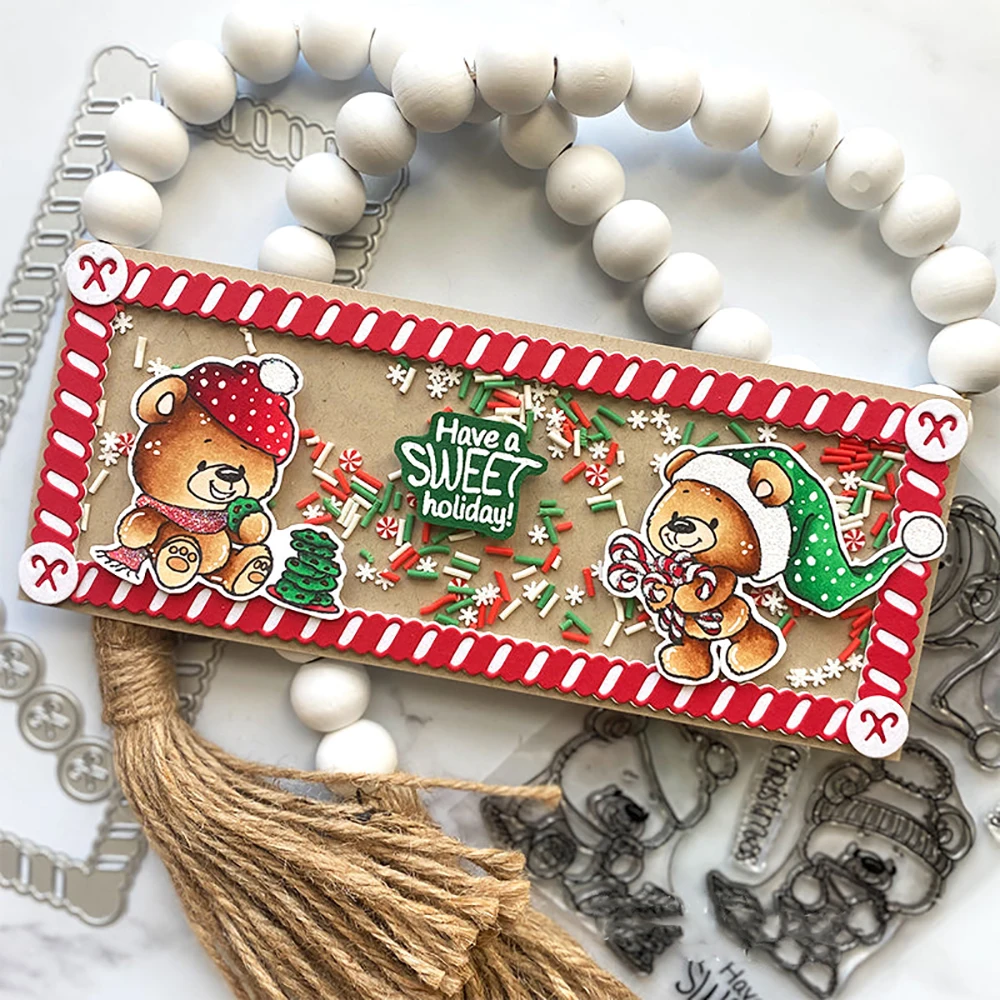 Elf Bär mit Zuckerstange Form Messer Klare Stempel CLAW-MAS Wortspiel Wörter für DIY Scrapbooking Dekor Grußkartenherstellung Vorlage – Detail 7