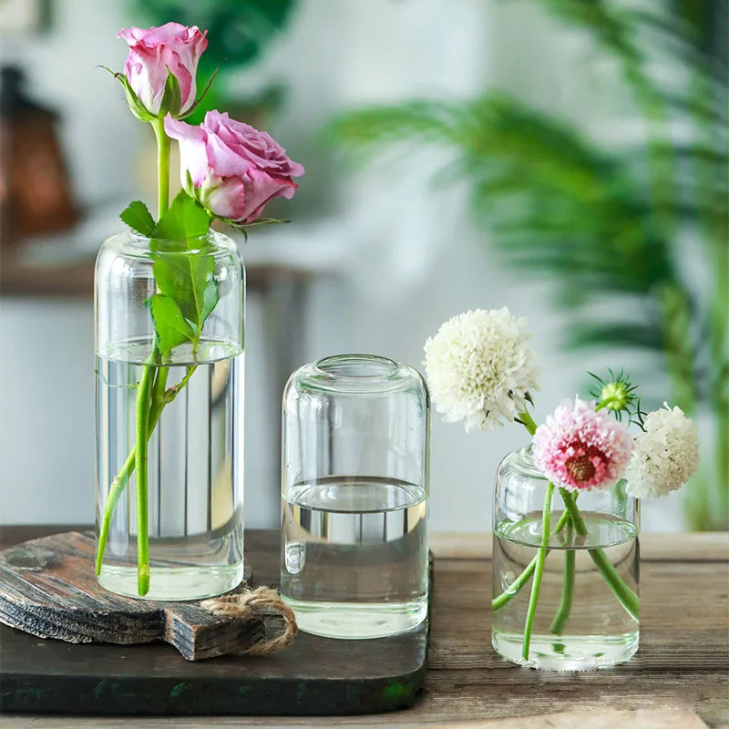 Glass Bud Vases Set of 3, Modern Small Flower Vase in Bulk for Wedding Decorative, Clear Glass Vase for Party Events Centerpiece 2