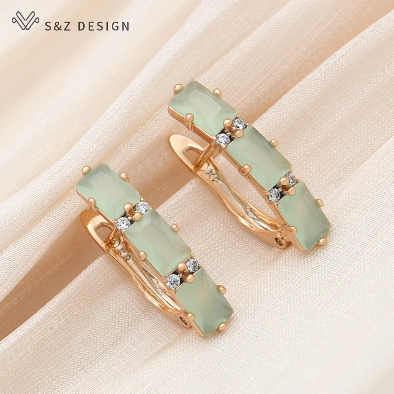 S&Z DESIGN New Fashion Champagne Gold Color Egg Shape Oval Crystal Drop Earrings For Women Wedding Jewelry Cubic Zirconia