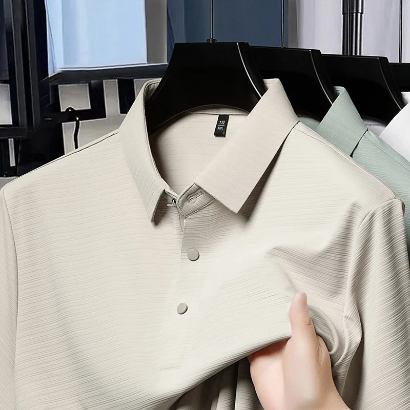 2025 New Fashion Solid Summer Men's Polo Shirt Short Sleeve Casual Striped Loose Business Clothing Korean Polos T-shirt 16 Sc10eef914c3b4e6c810db45c64e99b0a6