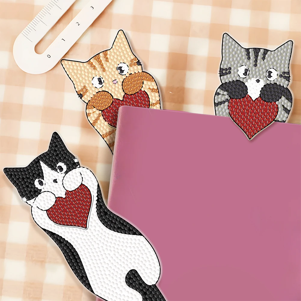 4Pcs Cat Paw DIY Bookmarks Diamond Painting Kits Diamond Painting Bookmark Making Kit Art Bookmark for Adults Beginners
