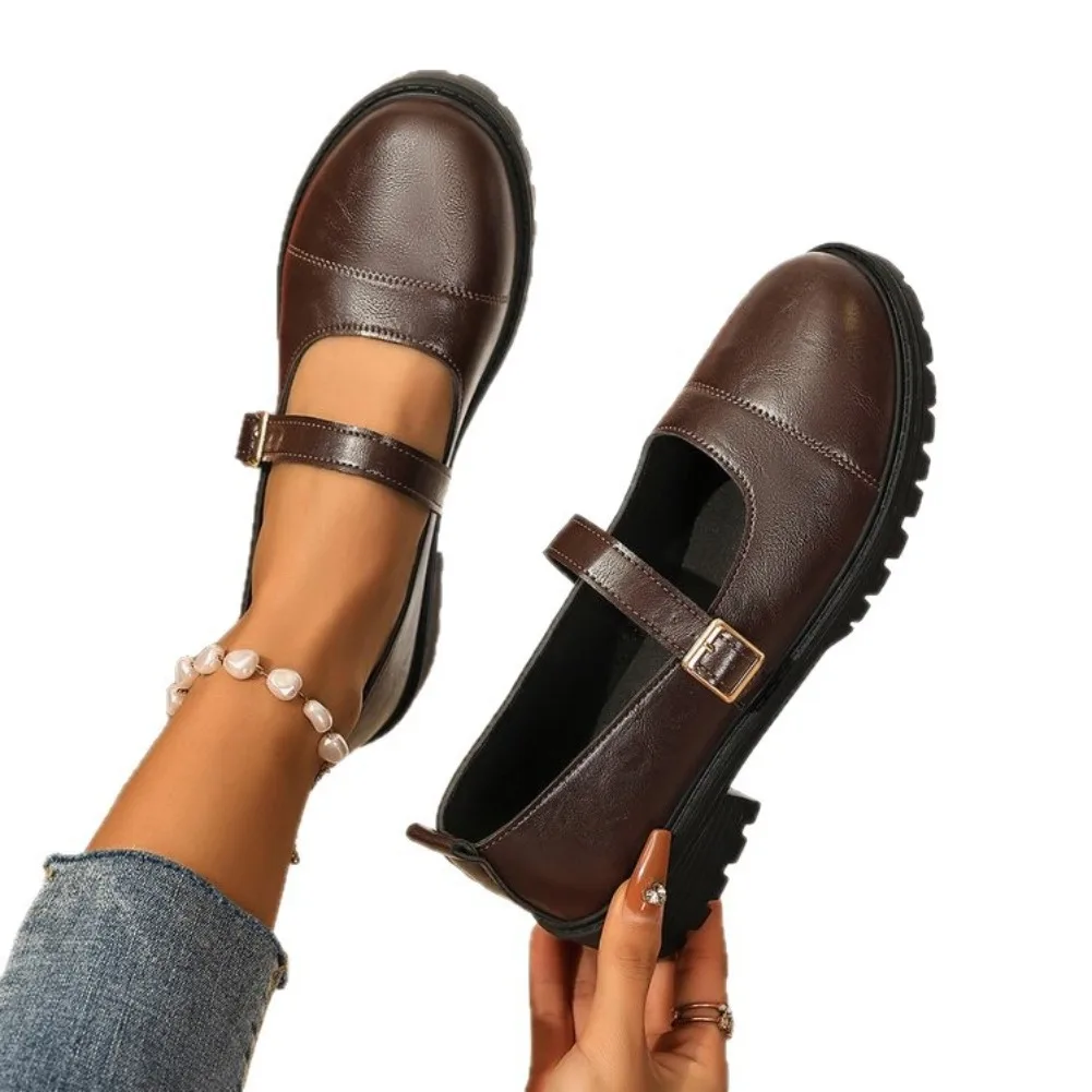 Black Ankle Buckle Platform Pumps Women Japanese Style Patent Leather Mary Jane Shoes Woman Punk Thick Heels Lolita Shoes Mujer