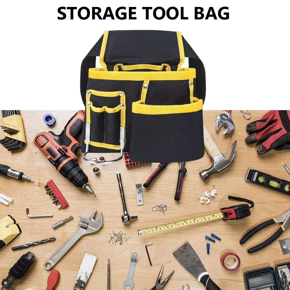 600D Oxford Pocket Tool Pouch Adjustable Tool Waist Bag Belt with Pockets Holder Storage Bag for Woodworkers Electricians 3