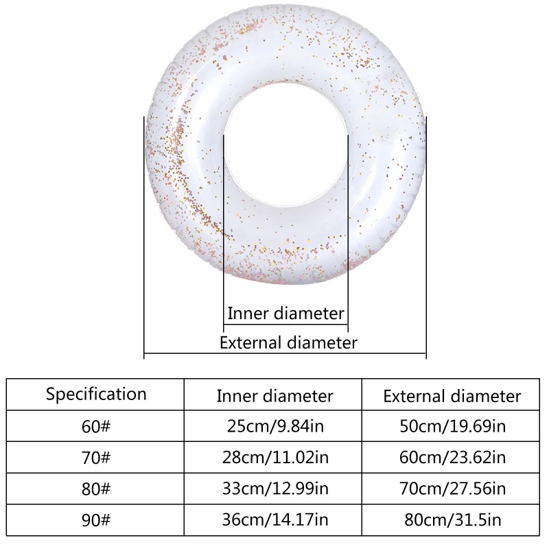 2022 New 20/23/27/31in Inflatable Glitter Pool Float Swim Ring Kids Family Backyard Game Water Summer Toy Floating Ring Thick 6 2022 New 20/23/27/31in Inflatable Glitter Pool Float Swim Ring Kids Family Backyard Game Water Summer Toy Floating Ring Thick 6