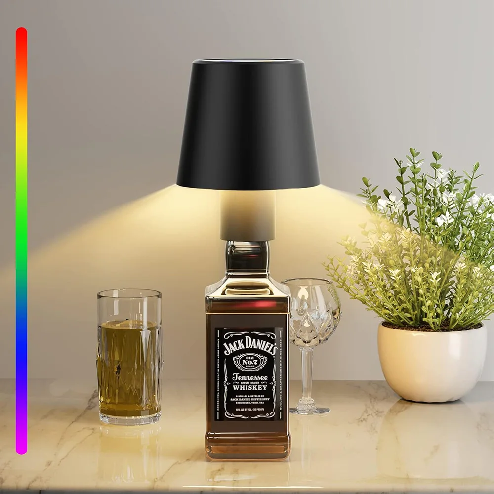 Portable Dimmable Wine Bottle Lamp Touch Wireless Desk Lamps 4000mAh Rechargeable LED Table Lamp RGB Atmosphere Night Lights Bar 6