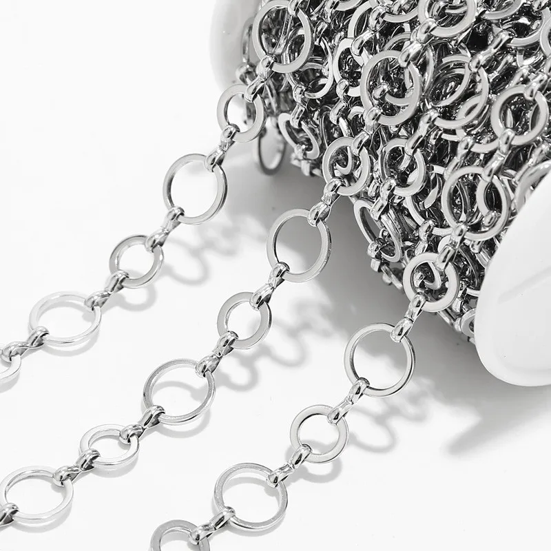 

1M NO FADE Stainless Steel 10mm Circle Link Chain for DIY Women Necklace Bracelet Jewelry Making Water-resistant