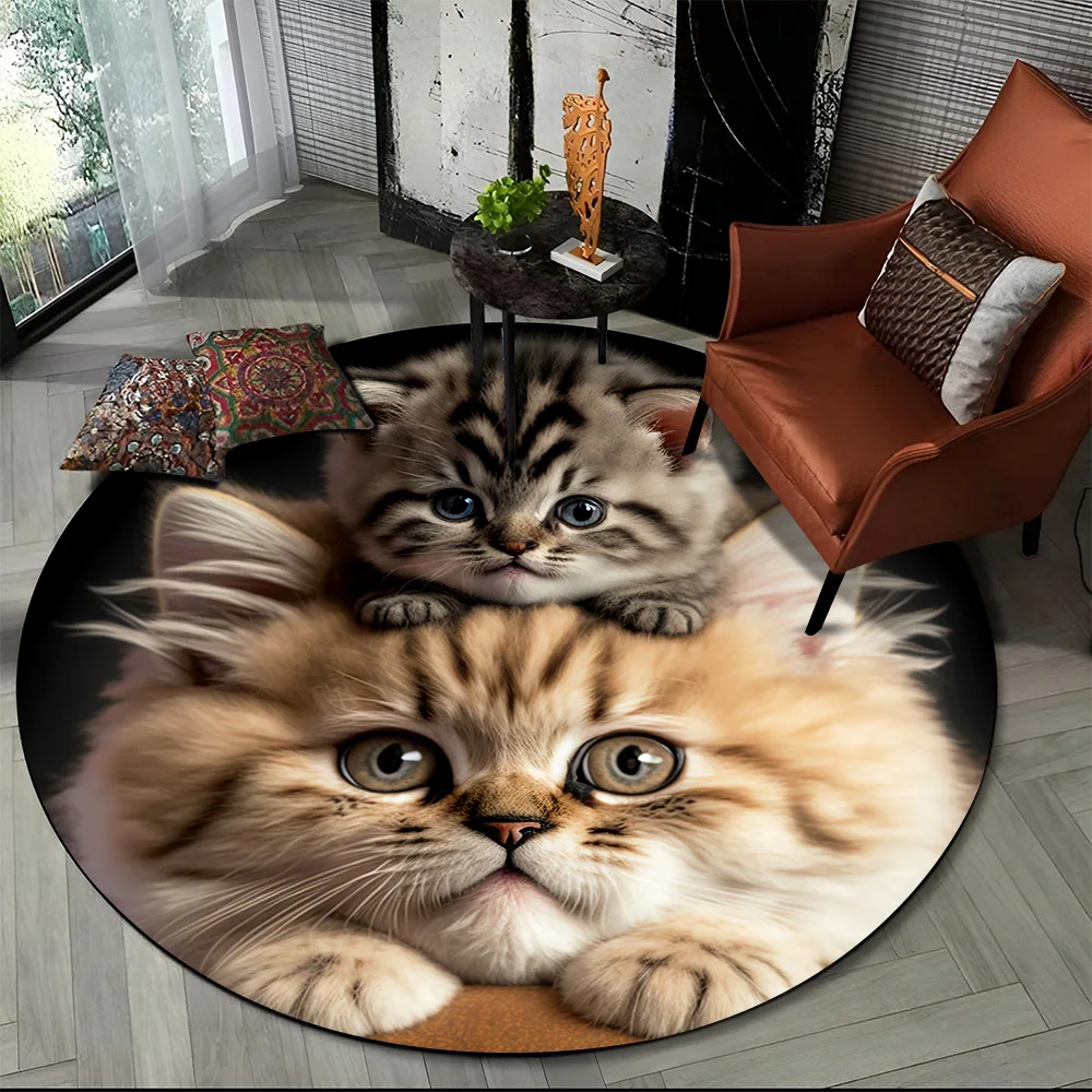 Tapete redondo 3D gato persa, tapete para sala de estar, quarto, decoração de sala de jogos infantil, tapete antiderrapante para animais de estimação, desenho animado de trapo, fofo 29 Sc10f309ee5bc4cc0bba92bf412be4b1eN