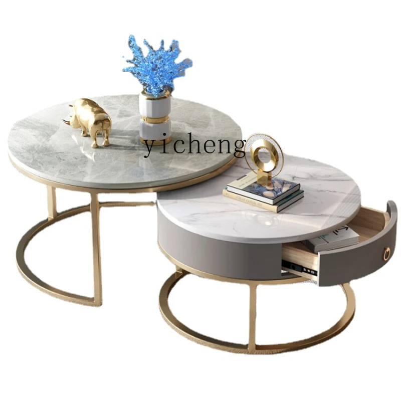

Zk Light Luxury Style Stone Plate Tea Table Living Room Home Small Apartment Simple Modern